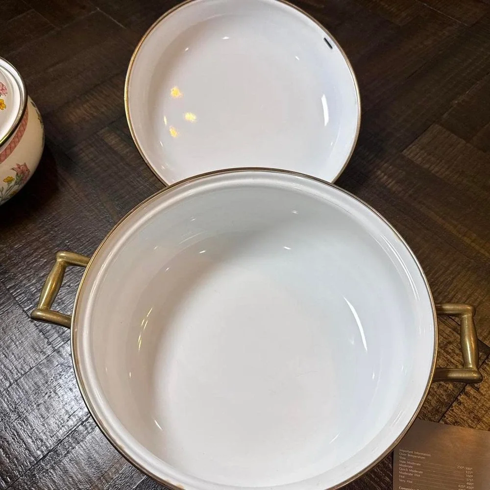 Vintage Dar Collection Porcelain Enamel Floral Cookware Pot Set